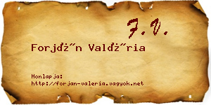 Forján Valéria névjegykártya